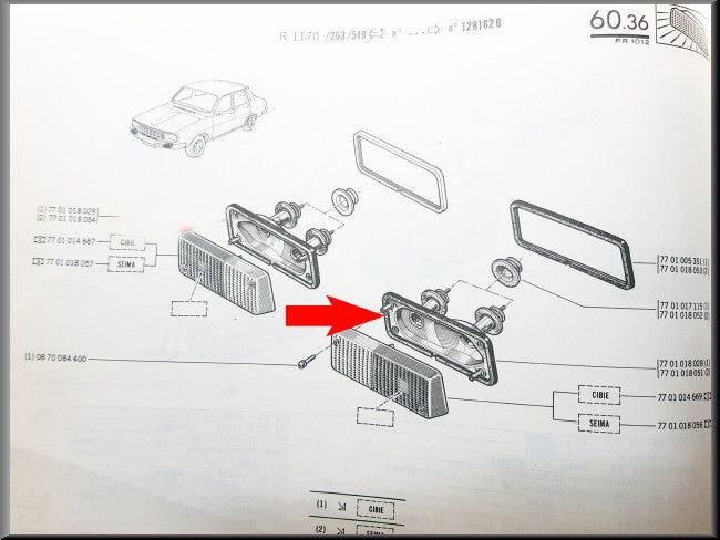 Stadslicht unit links – Renault 12 – OEM 7701018028