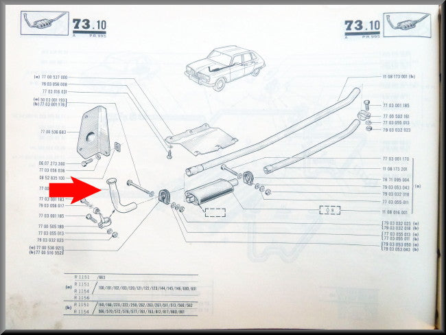 Collecteur d'échappement (petit tuyau de flamme) – Renault 16 TS, TX <1975 – OEM 7700502514
