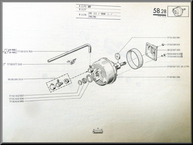 Kit de réparation servofrein – Renault 12 – Renault 16 - Renault 5 - OEM 7700550186A