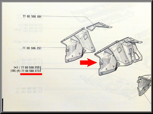 Garde-boue avant droit – Renault 12 – OEM 7700560373