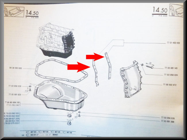Jeu de joints de carter de distribution – Renault 16 – OEM 7701450459