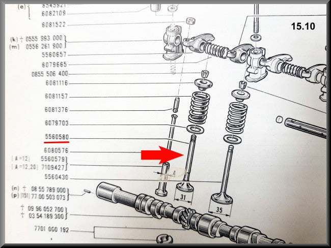 Exhaust Valve (31.3 mm 103 mm 8 mm) – Renault 16 – OEM 7701458194 / 0556058000