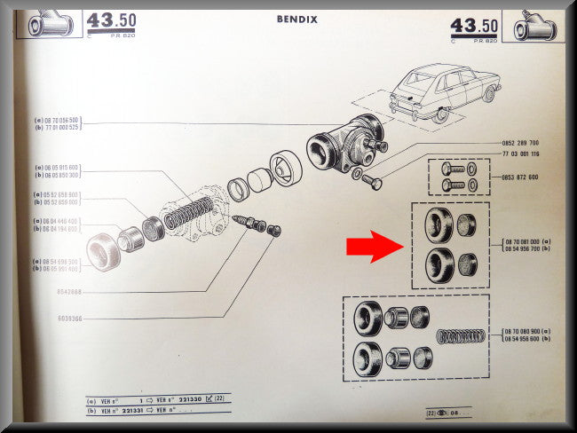 Revisie set wielrem cilinder 19 mm Bendix – Renault 16 – OEM 0870081000