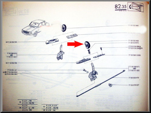 Door knob left - Renault 12 - OEM 7700532400