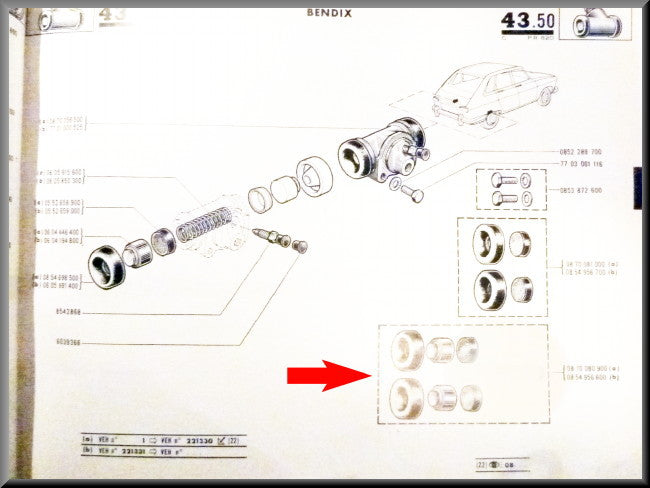 Revisie set wielrem cilinder Bendix (22,2 mm) – Renault 16 – OEM 0854956600