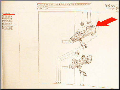 Master cylinder overhaul kit (Bendix 20.6 mm) – Renault 16 TL-TX >1977 – OEM 120003 / 120085