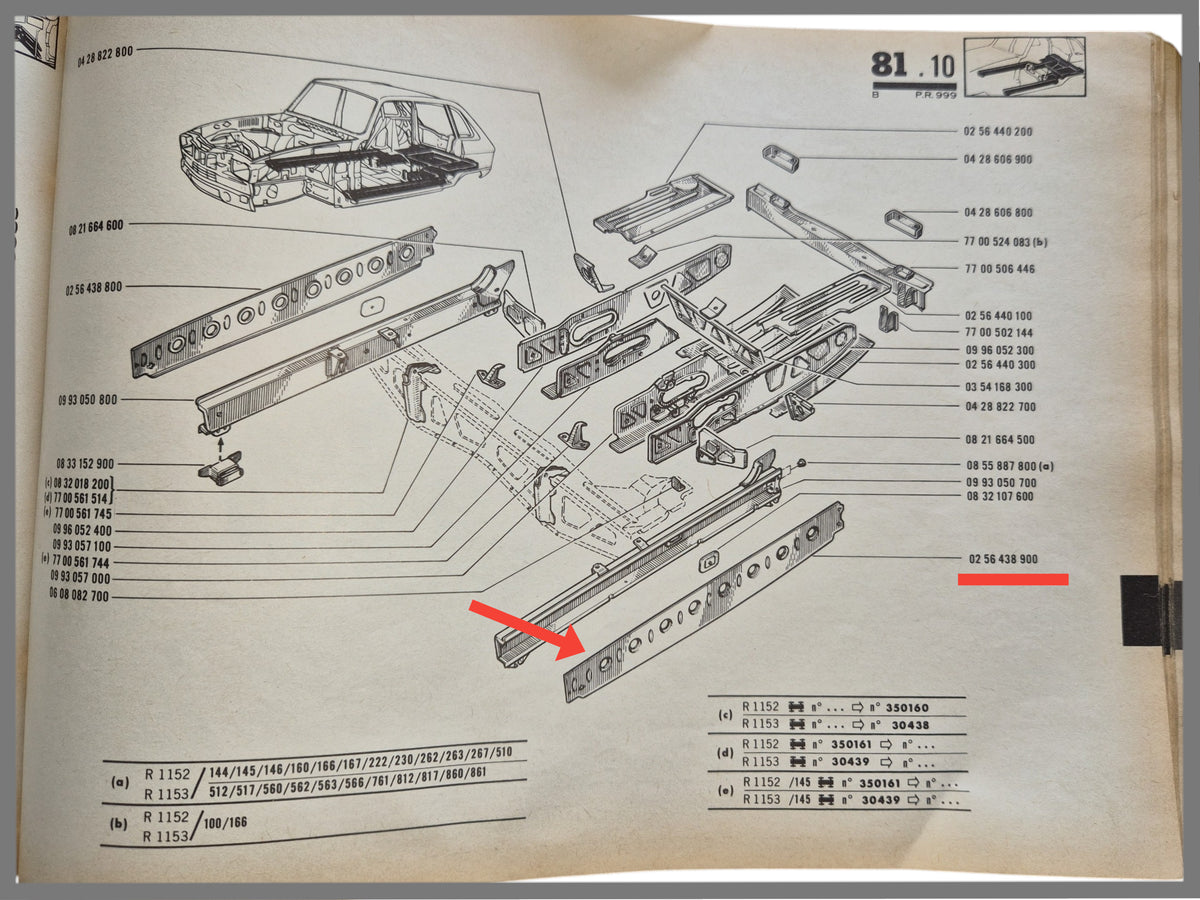 Intermediate plate front left - Renault 16 - OEM 0256438900 LV
