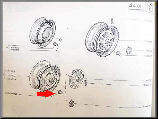 Écrou de roue longueur 38,5 mm – Renault 12 – Renault 15 - Renault 16TX - Renault divers - OEM 7700532727 (grand)