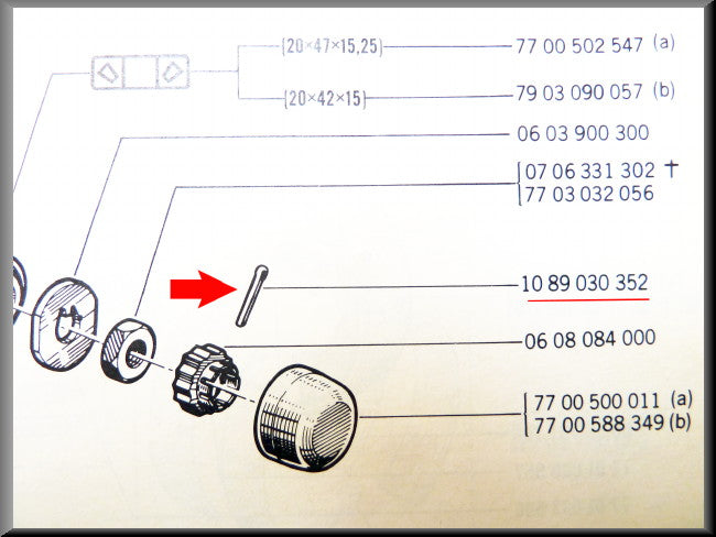 Goupille fendue pour roulement d'essieu arrière – Renault 12 - Renault 15 - Renault 16 - Renault divers – OEM 1089030352