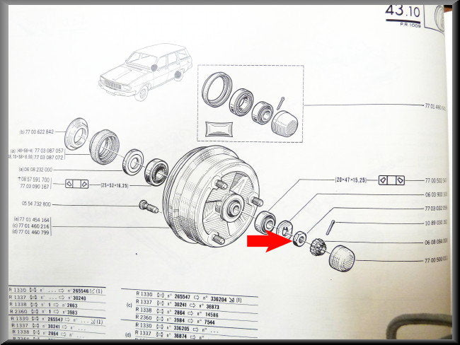 Roulement essieu arrière – Renault 12 – Renault 15 - Renault 16 - Renault divers - OEM 7703032056