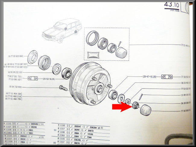 Écrou de blocage roulement d'essieu arrière – Renault 12 - Renault 15 - Renault 16 - Renault divers – OEM 0608084000