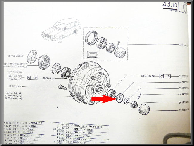 Roulement d'essieu arrière riveté – Renault 12 – Renault 15 - Renault 16 - Renault diverses - OEM 0603900300