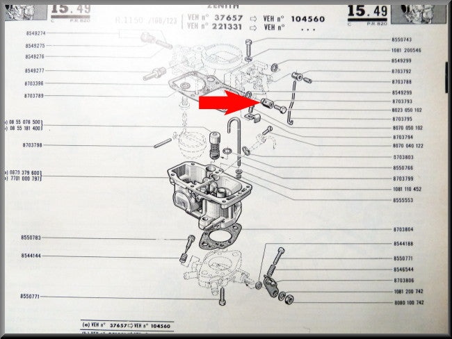 Fixation de starter – Renault 16 GLS, GL, L (1150) – OEM 0870379300