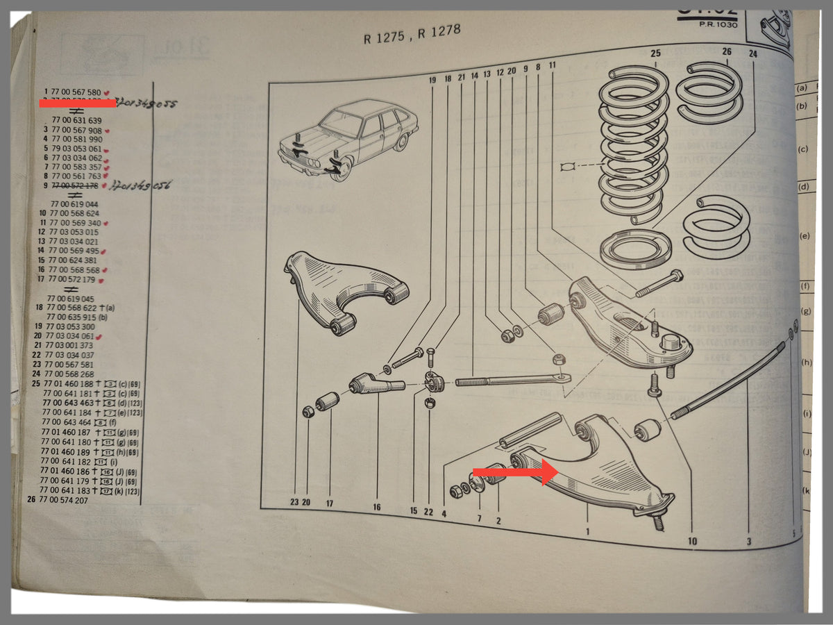 Querlenker vorne links - Renault 20 - Renault 30 - OEM 7700567580