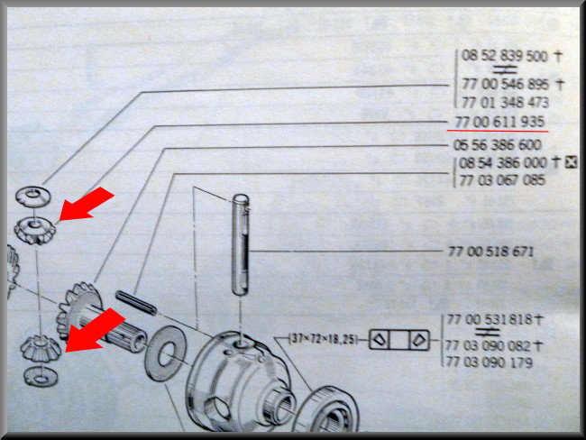 Roue satellite – Renault 12 – Renault 5 - Renault 16 - Renault divers - OEM 7700611935