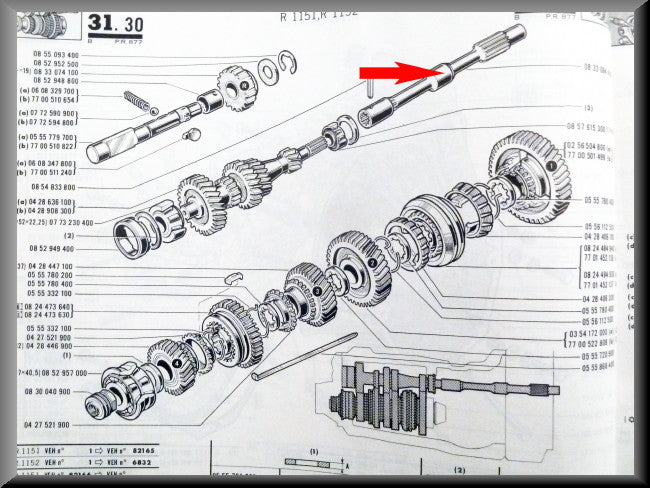 Prize axle (4 gearbox) – Renault 16 – OEM 0833084400