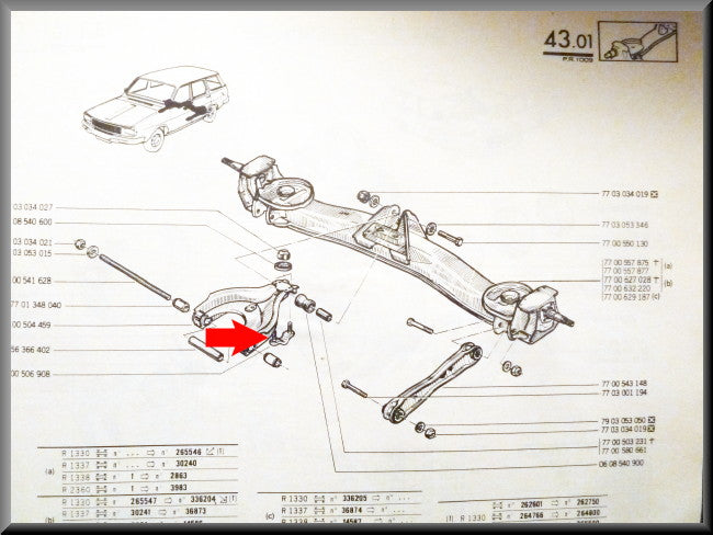 Renfort bras de suspension arrière – Renault 12 – Renault 15 - Renault 17 - Renault 18 - OEM 7700506908