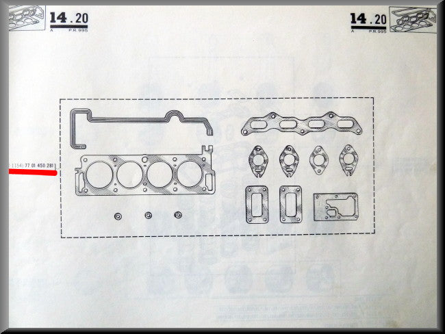 Head gasket set – Renault 16 TS (1151 - 1154) – Renault 15 - Renault 17 - OEM 7701450281
