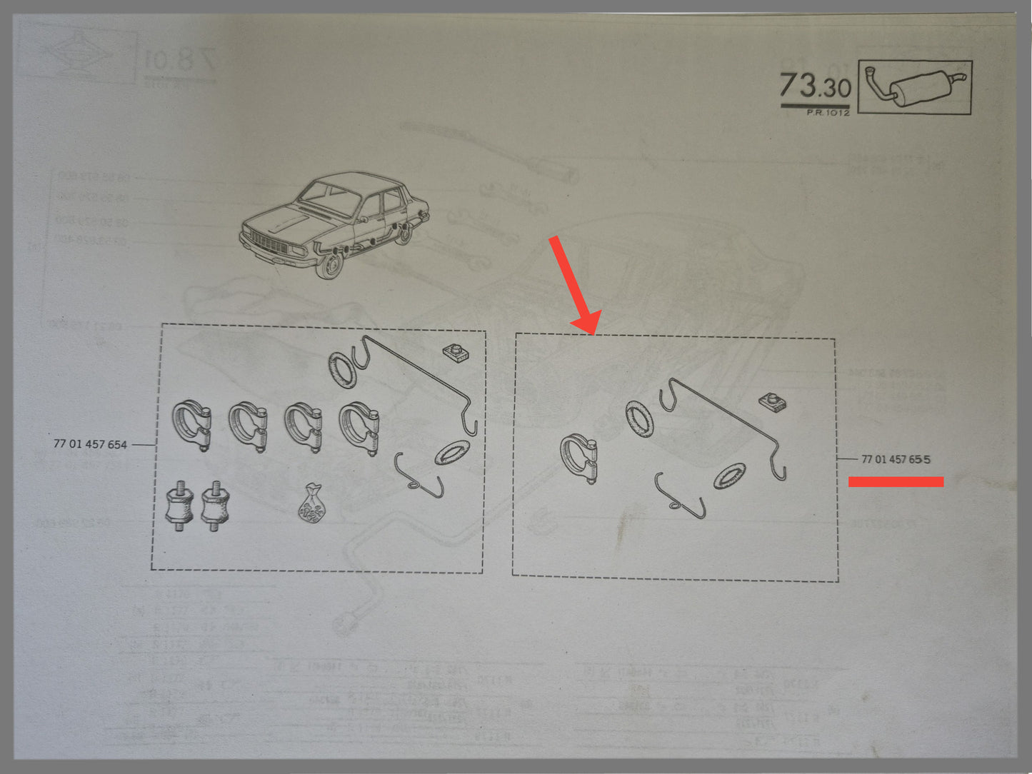 Kit de fixation d'échappement - Renault 12 - OEM 7701457655