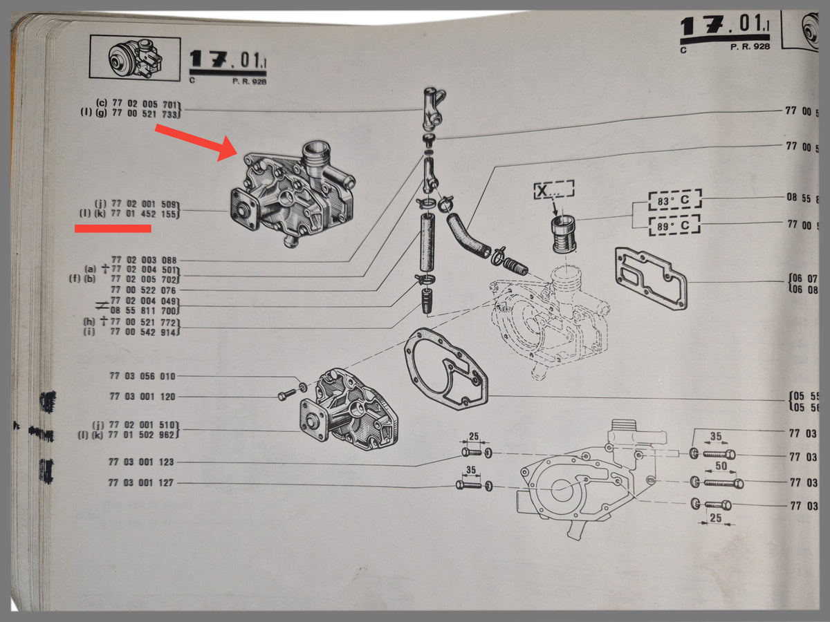 Pompe à eau - Renault 12 - OEM 7701452155 et 7702001509