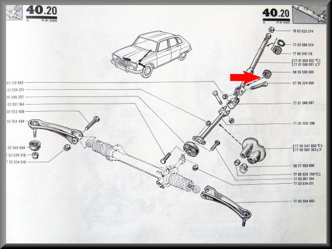 Lower rubber steering column - Renault 16 - OEM 0855590000