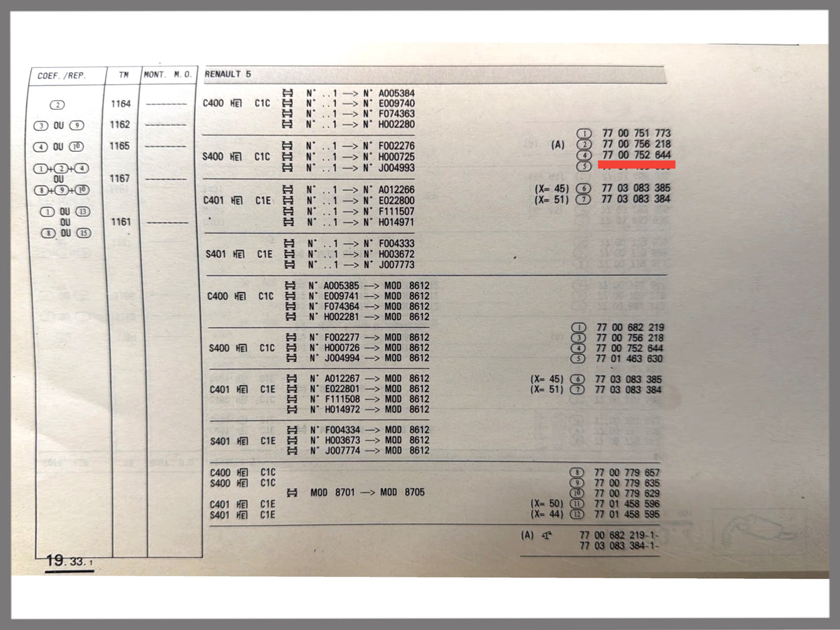 Heckdämpfer - Renault 5 - OEM 7700756251