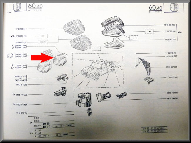 Reading lamp cover – Renault 16 TX – OEM 7701002203