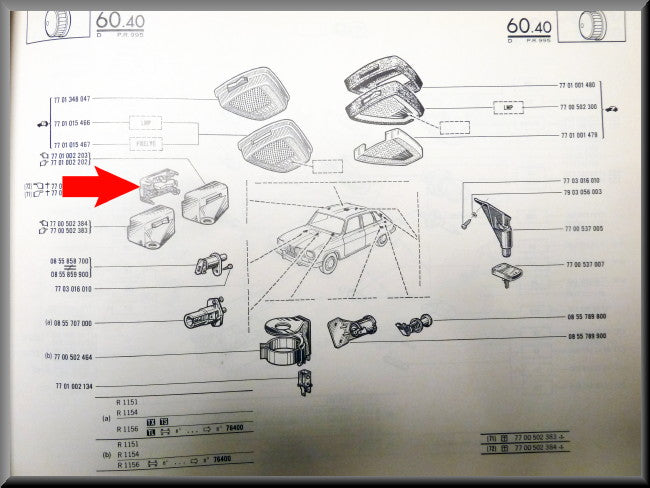 Reading lamp housing – Renault 16 TX – OEM 7701002205