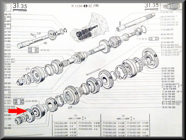 Pignon de 5ème vitesse (31 dents) – Renault 16 – OEM 7700611901