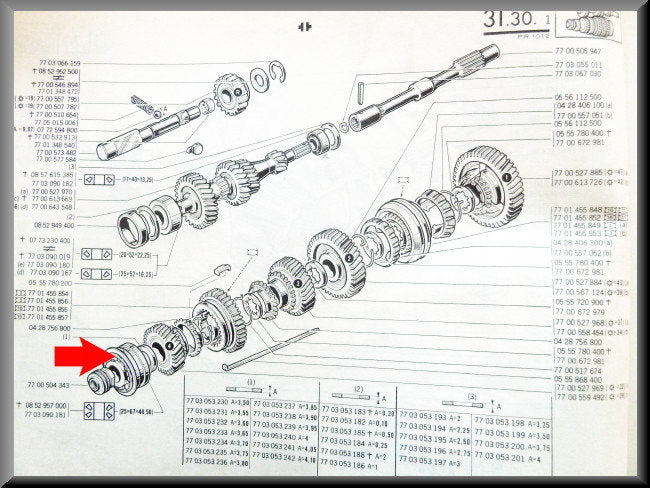 Roulement d'arbre primaire arrière (25x67x40,5 mm) – Renault 12 – Renault 16 - OEM 7703090181