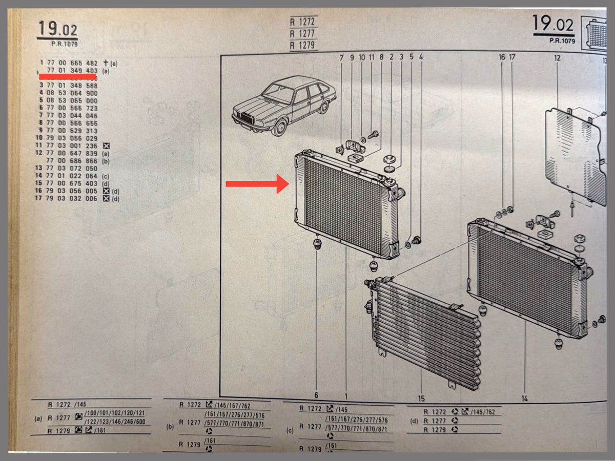 Kühler - Renault 20 - OEM 7701349403 GEBRAUCHT