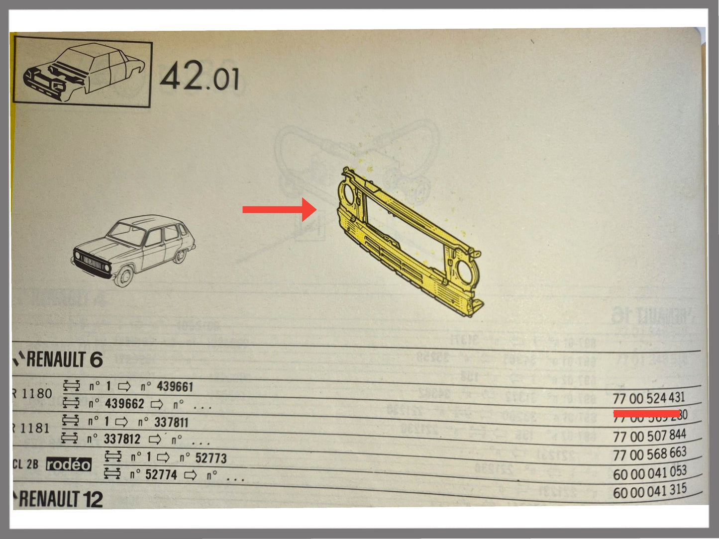 Voorfront – Renault 6 – OEM 77005244311