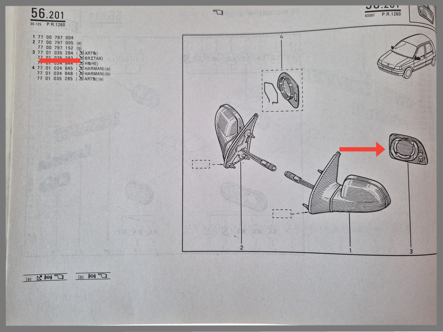 Rétroviseur extérieur gauche - Renault Clio - OEM 7701035284