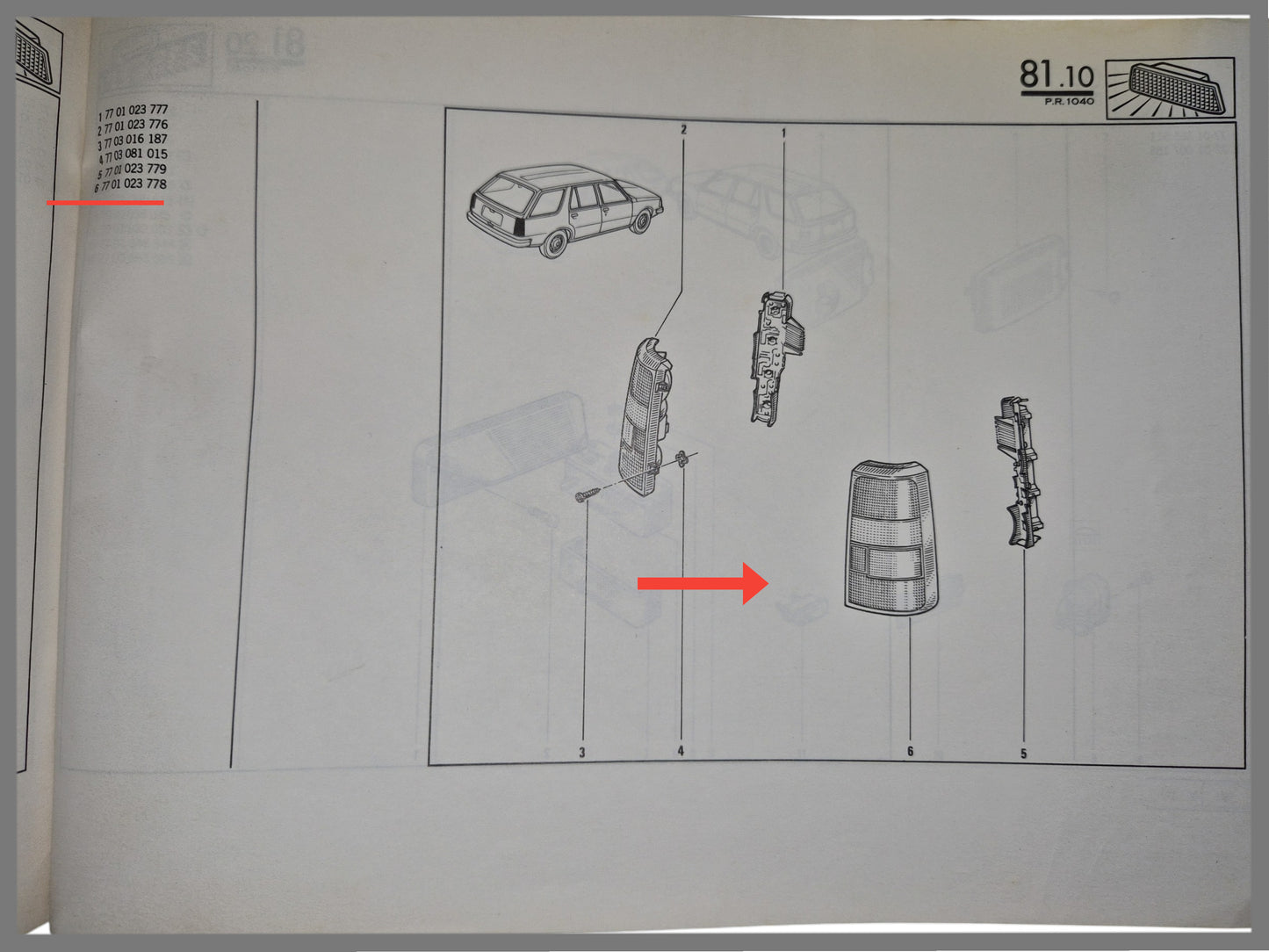 Achterlicht rechts achter - Renault 18 Break - OEM 7701023778