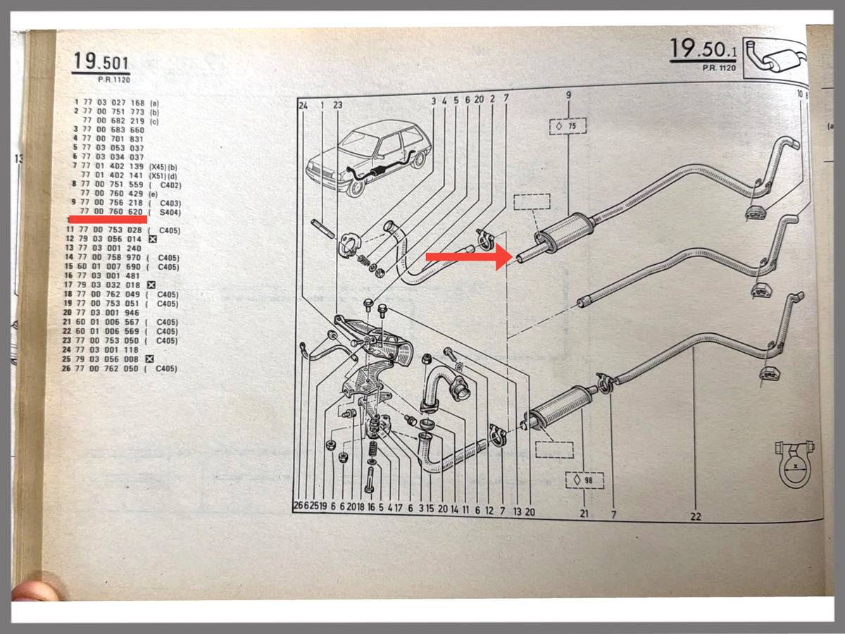 Exhaust pipe with front silencer - Renault 5 - OEM 7700756218 / 7700760620
