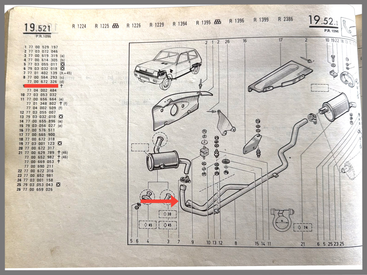 Intermediate pipe - Renault 5 TS/TX - OEM 7700564293