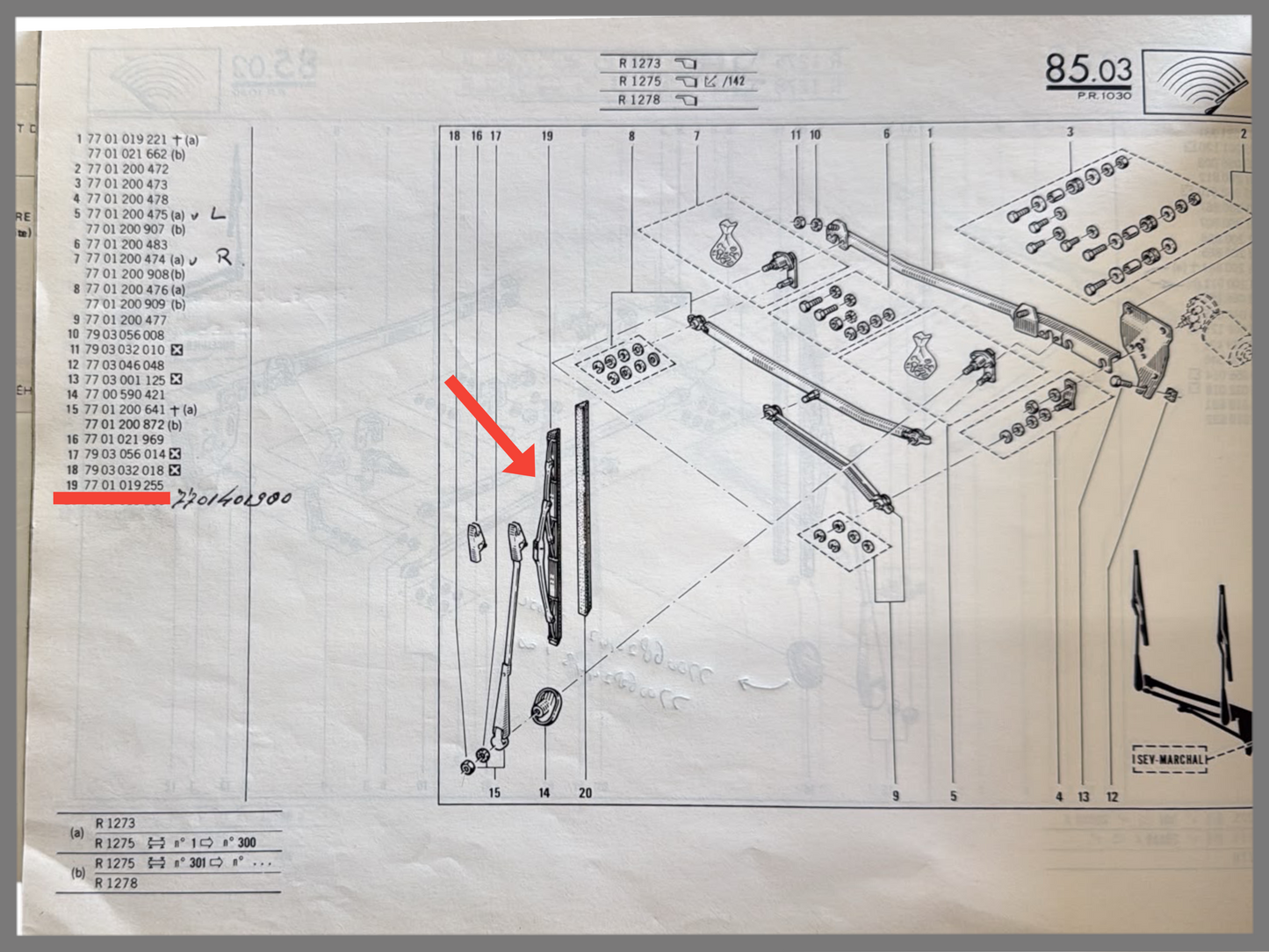 Ruitenwisser - Renault 20 - Renault 30 - OEM 7701019255