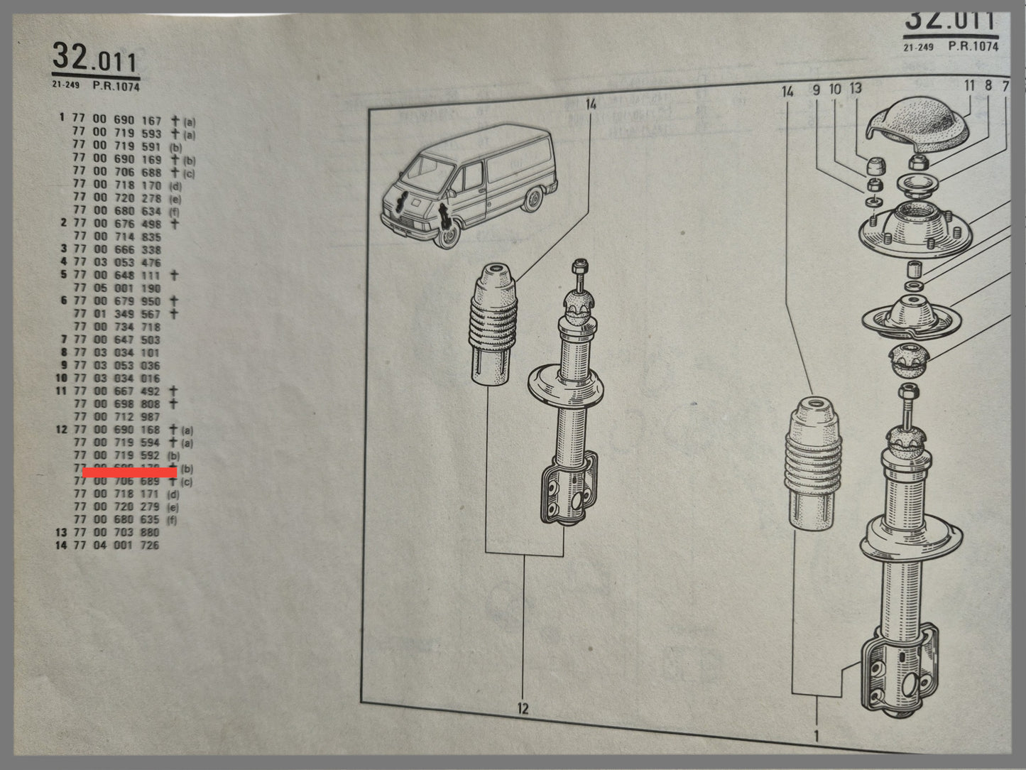Schokbreker voorzijde rechts - Renault Trafic - OEM 7700719592 en 7700738104