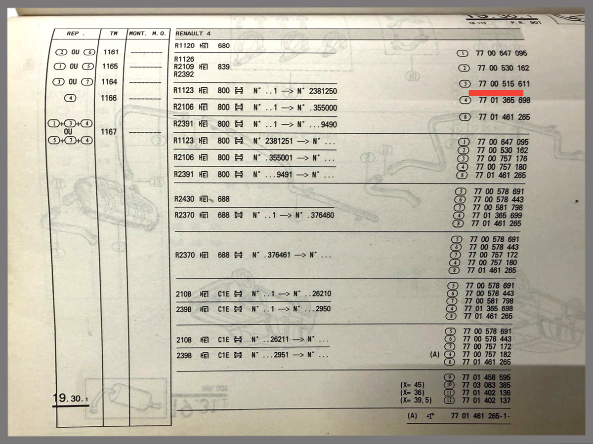 Auspuffrohr – Renault 4 – OEM 7700515611