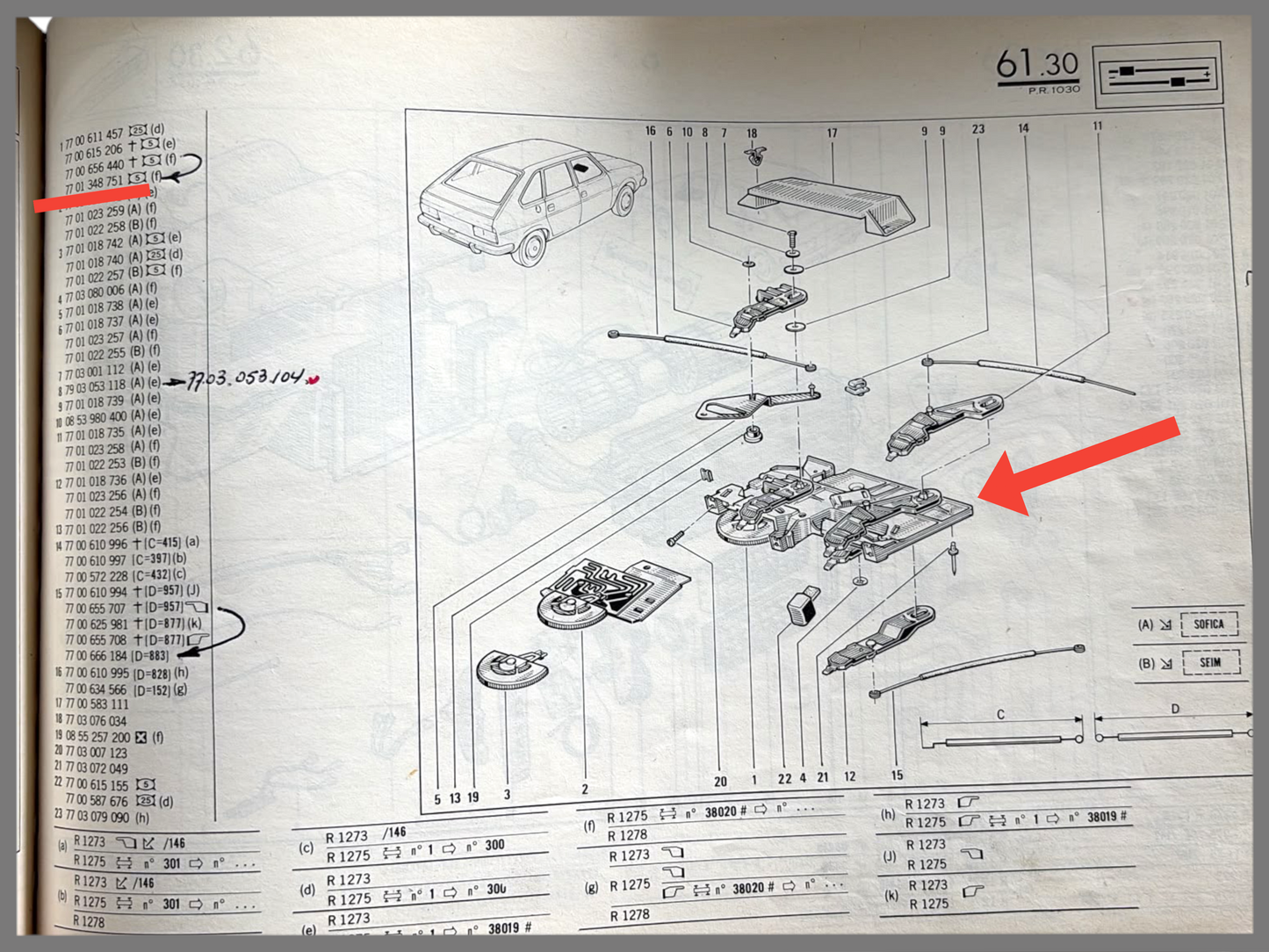Kachelbediening met kachelweerstand - Renault 30 - Renault 20 - OEM 7701348751