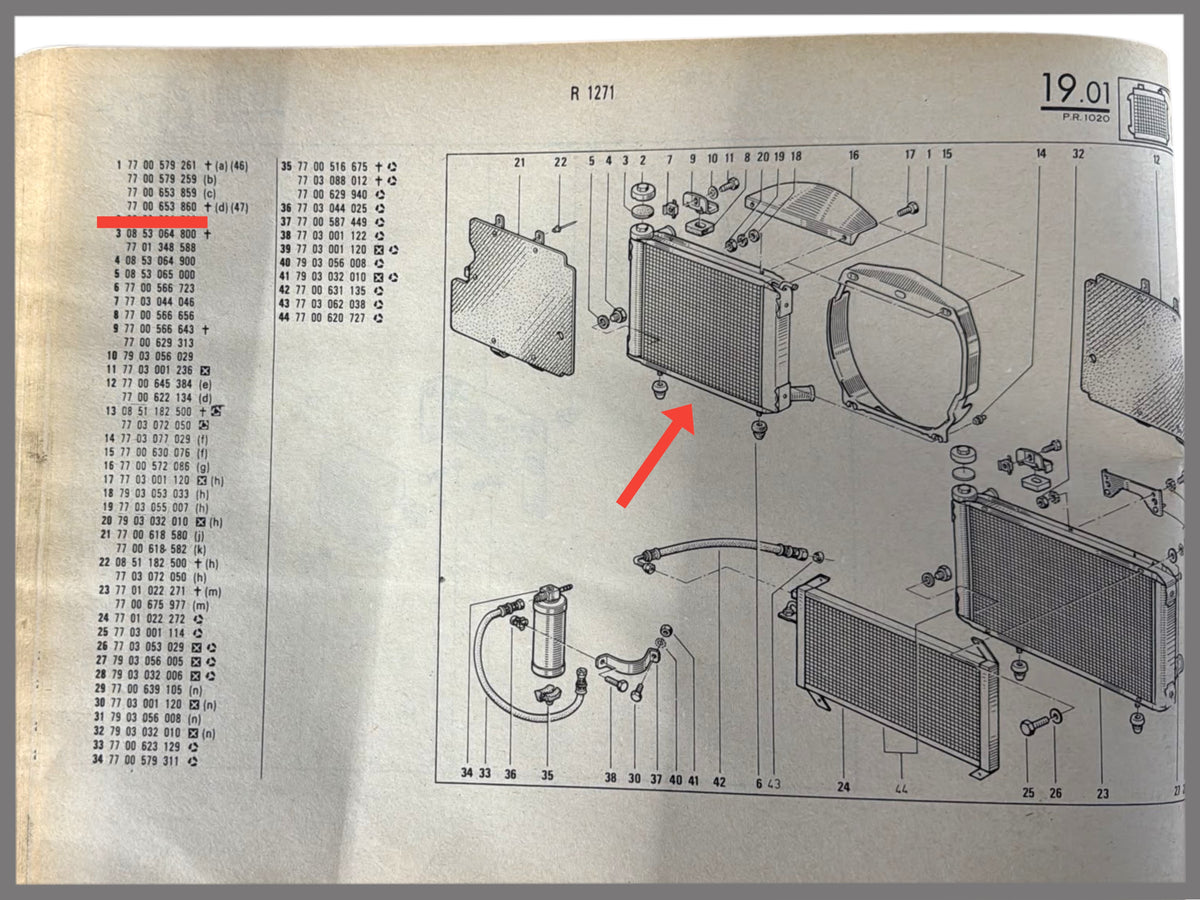 Kühler – Renault 20 (1271) – OEM 7700579261