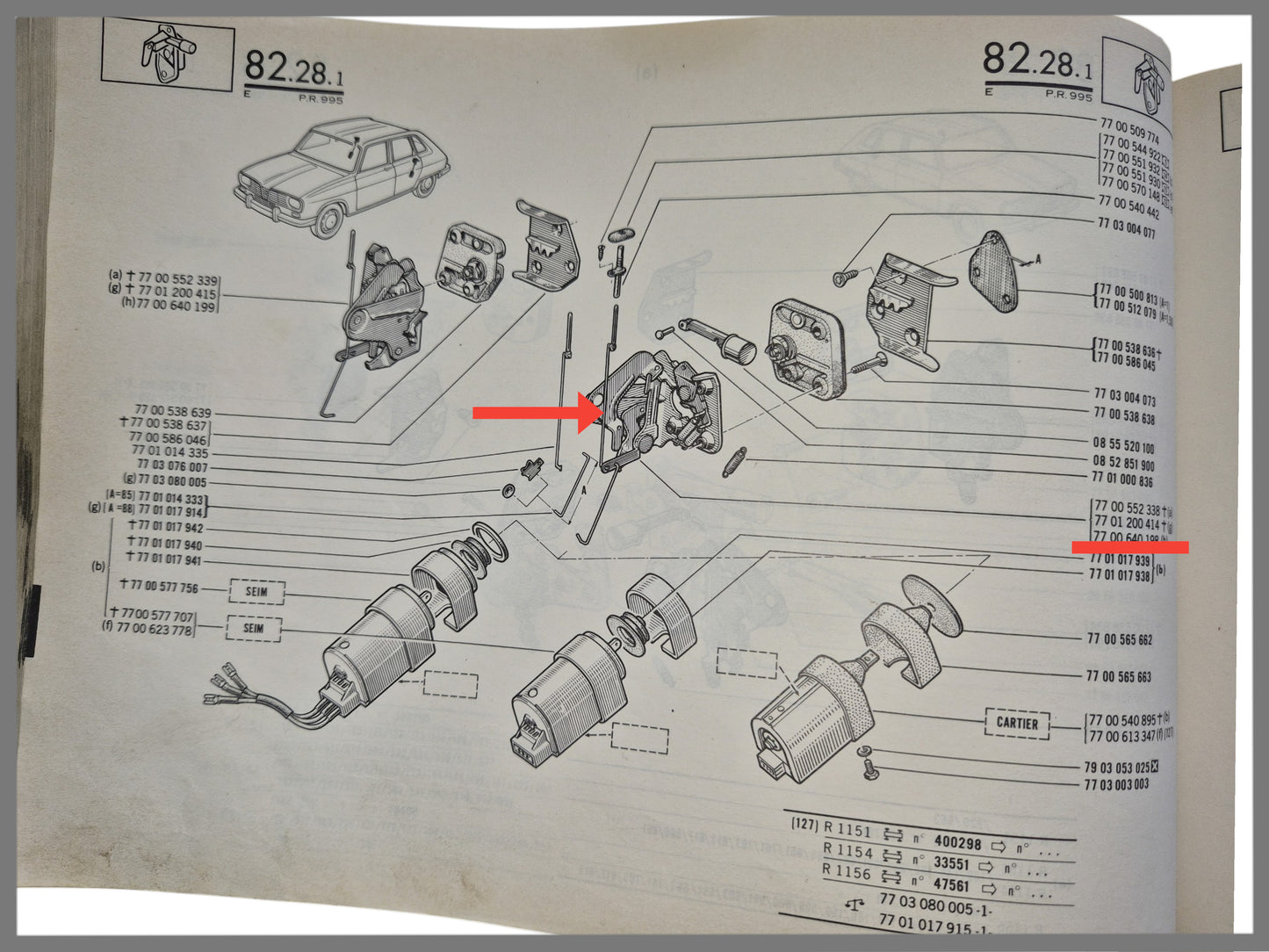Deurslot achterzijde links - Renault 16 - OEM 7701200414