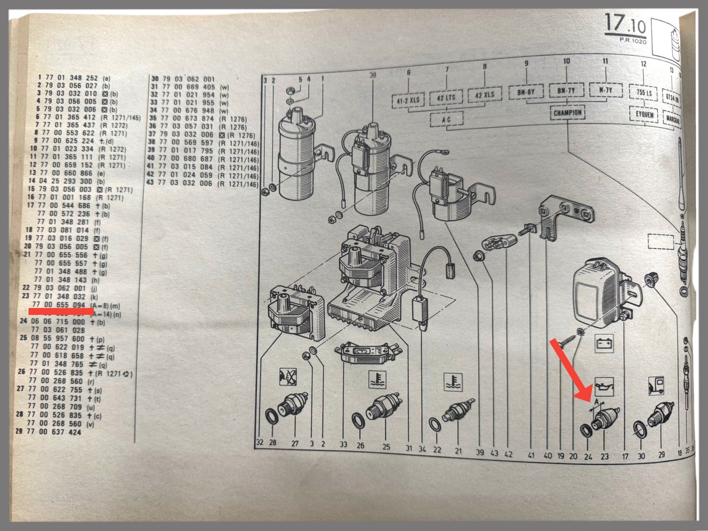 Oliedruk schakelaar - Renault 20 - Renault 30 - OEM 7700655094