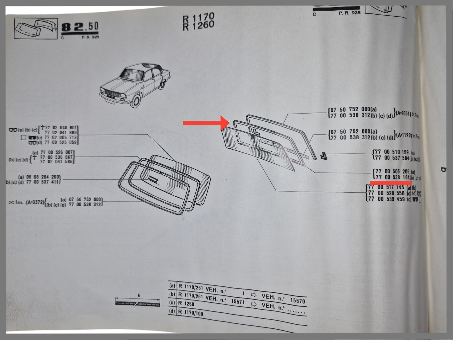 Ruitrubber achterzijde - Renault 12 - OEM-7700538184