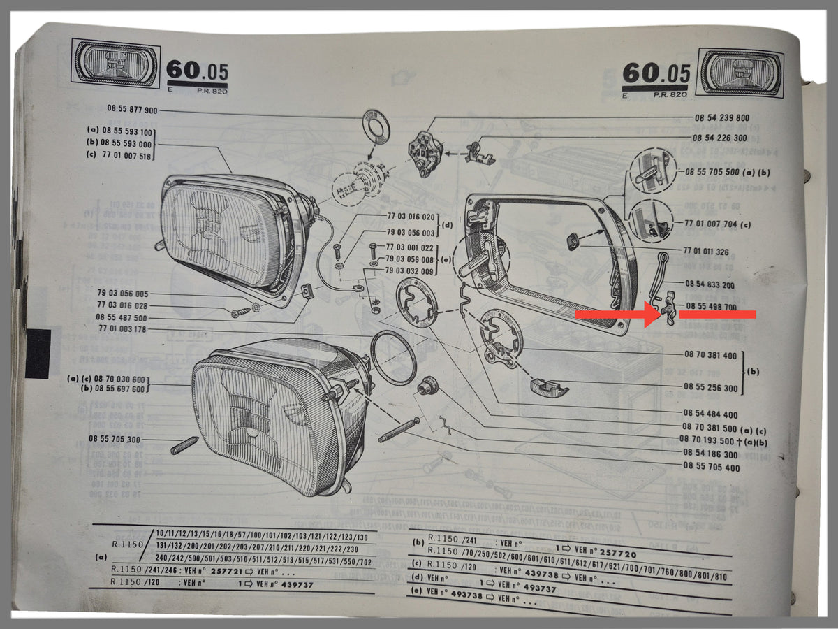 Veerhouder koplampframe - Renault 16 - OEM - 0855498700