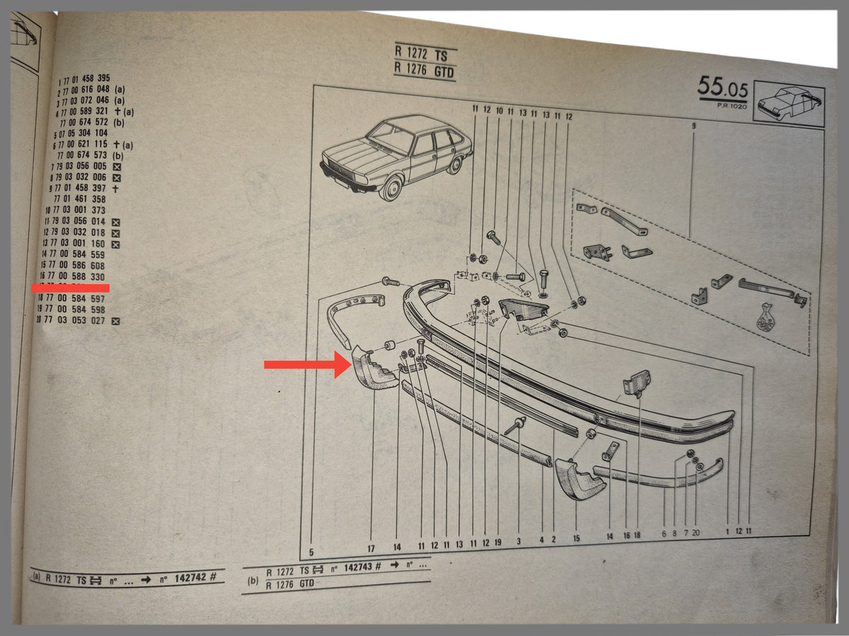 Bumperbuffer rechts -Renault 20 - Renault 30 - 7700586609