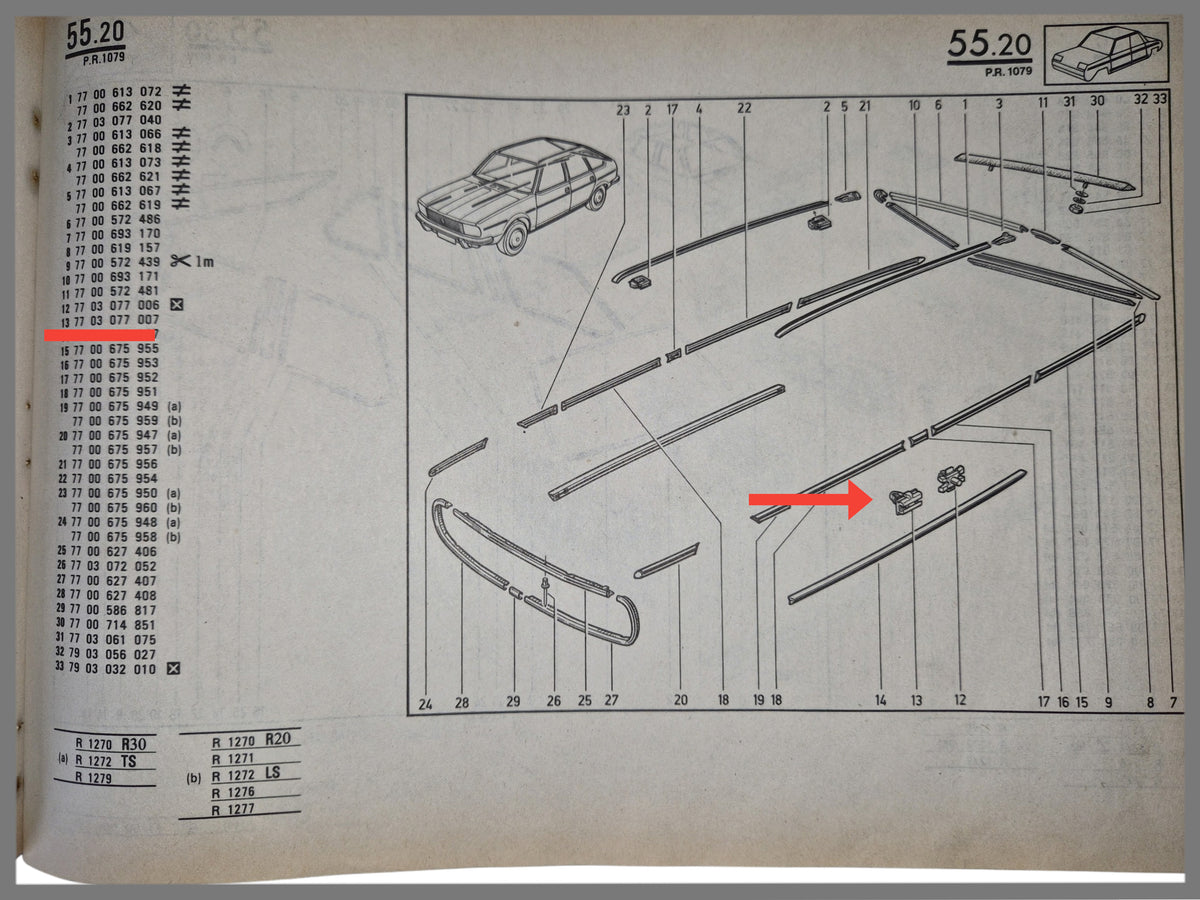 Clip pour bande décorative - OEM 7703077007