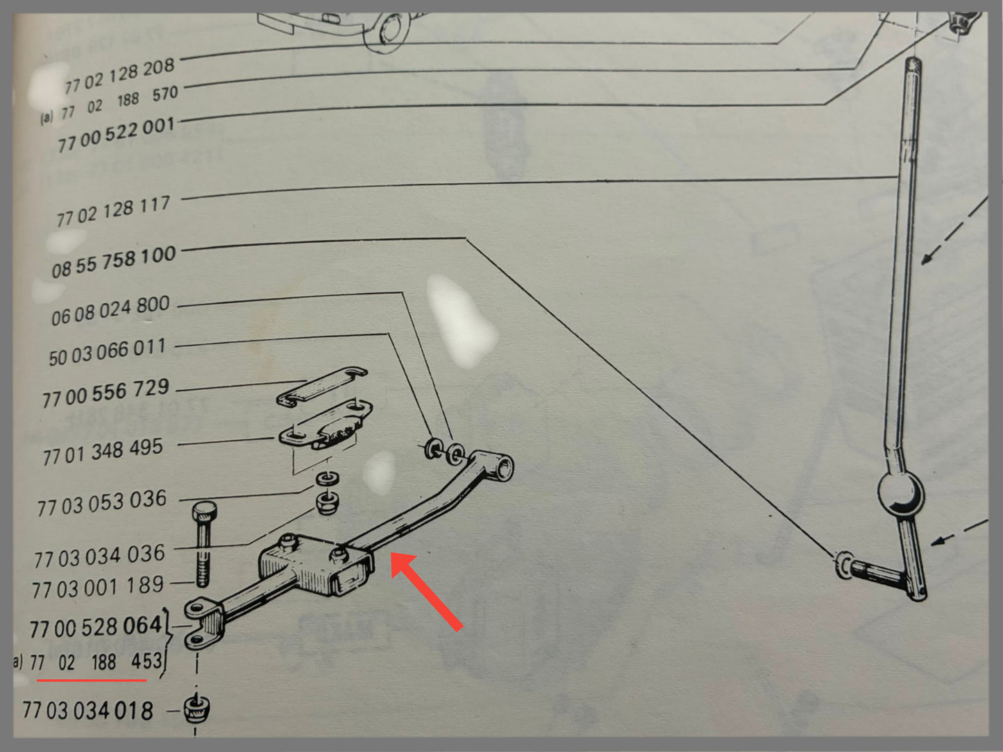 Schakelstang - Renault 12 - Renault 15 - Renault 17 - OEM 7702188453 en 7700528064