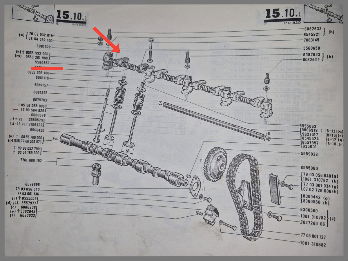 Escape balancín - Renault 16 - OEM 0556065700 y 7700509618