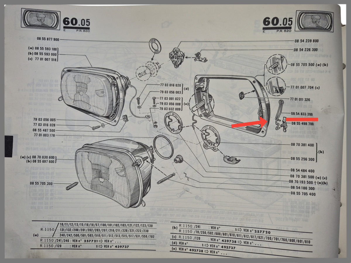 Feder-Scheinwerferrahmen – Renault 16 – OEM 0854833200